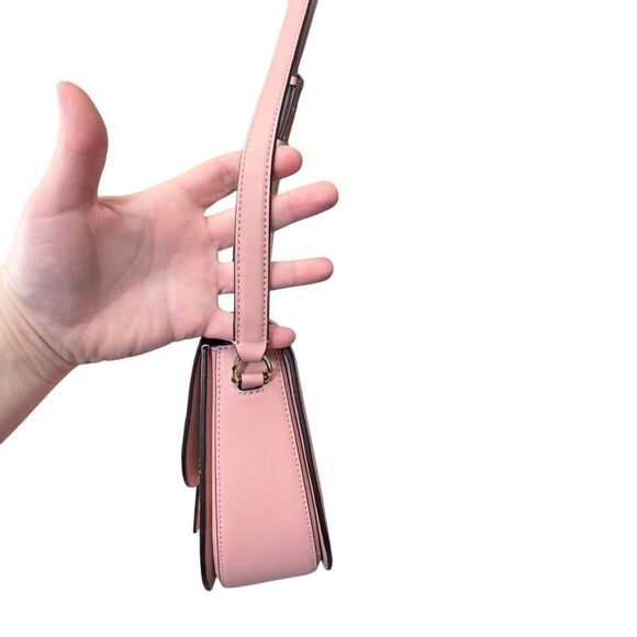 Alexis Bittar Dusty Pink Crossbody TWISTED GOLD LEATHER SADDLE BAG IN DUSTY PINK - Picture 10 of 16